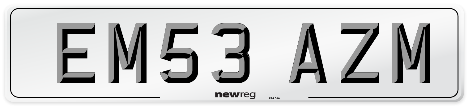 EM53 AZM Number Plate from New Reg